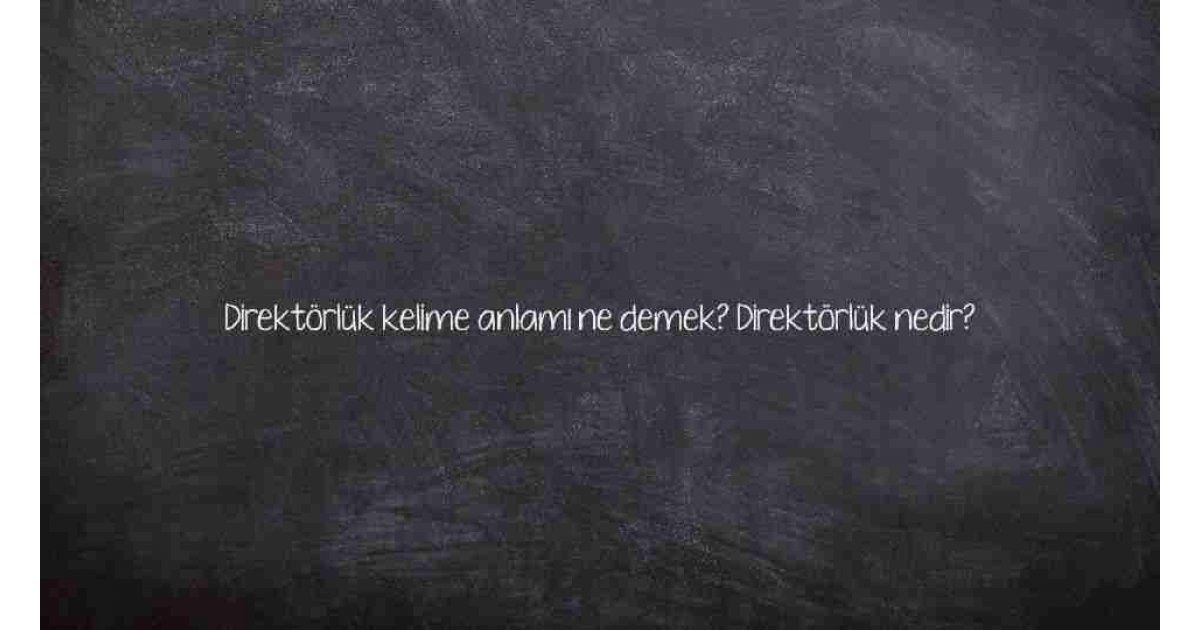 Direktörlük kelime anlamı ne demek? Direktörlük nedir?