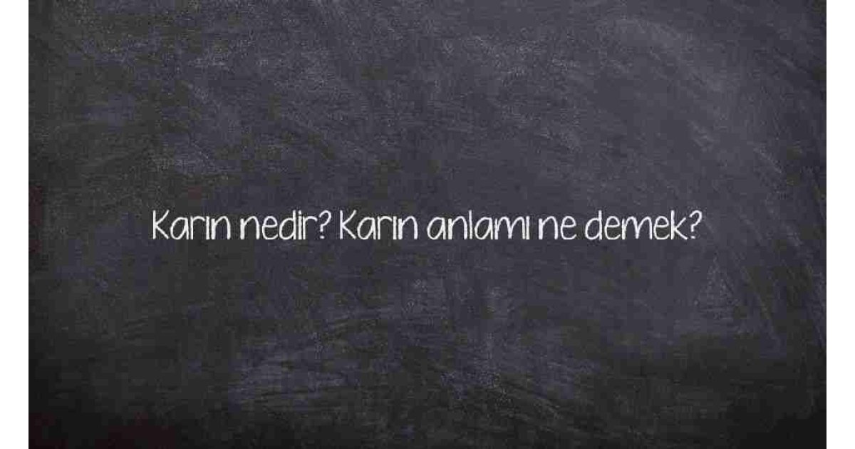 Karın nedir? Karın anlamı ne demek?