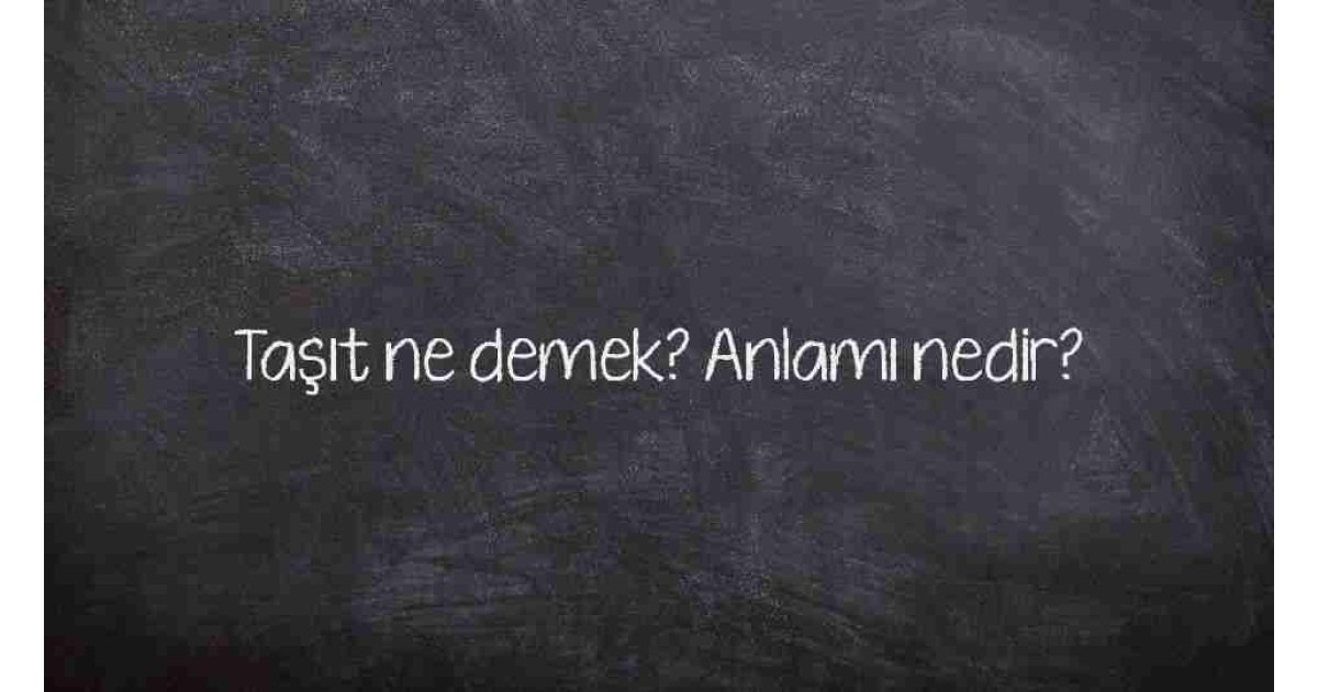 Taşıt ne demek? Anlamı nedir?