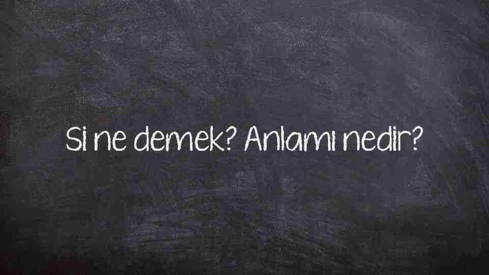 Si ne demek? Anlamı nedir?
