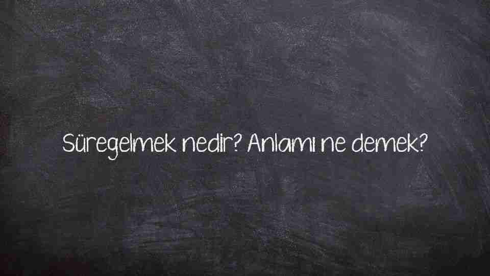 Süregelmek nedir? Anlamı ne demek?