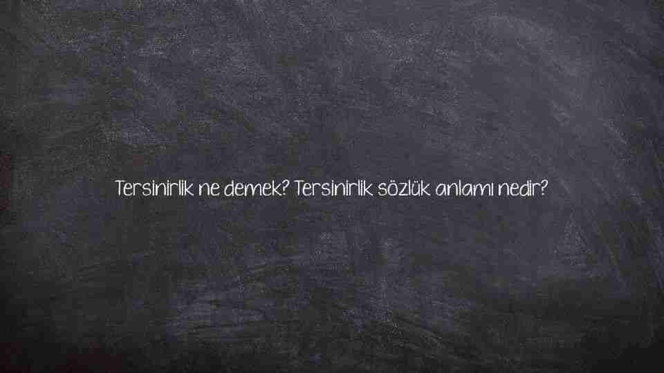 Tersinirlik ne demek? Tersinirlik sözlük anlamı nedir?