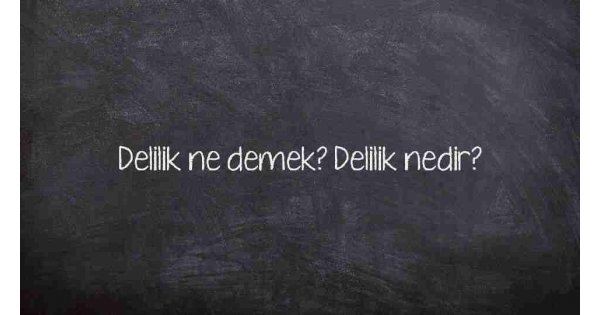 Delilik ne demek? Delilik nedir?