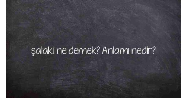 şalaki ne demek? Anlamı nedir?