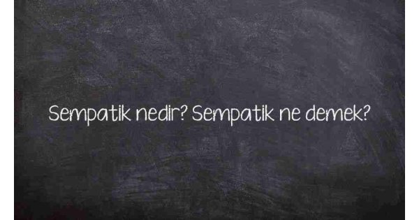Sempatik nedir? Sempatik ne demek?