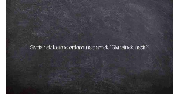 Sivrisinek kelime anlamı ne demek? Sivrisinek nedir? Sivrisinek kelime anlamı ne demek? Sivrisinek nedir?