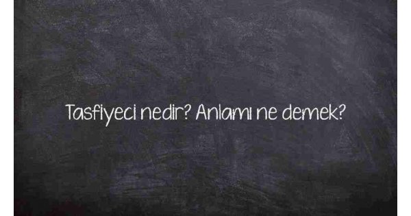 Tasfiyeci nedir? Anlamı ne demek?