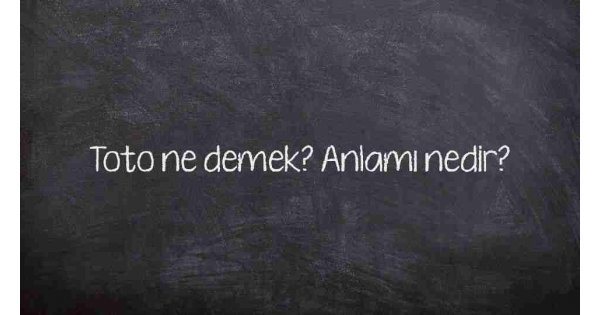 Toto ne demek? Anlamı nedir?