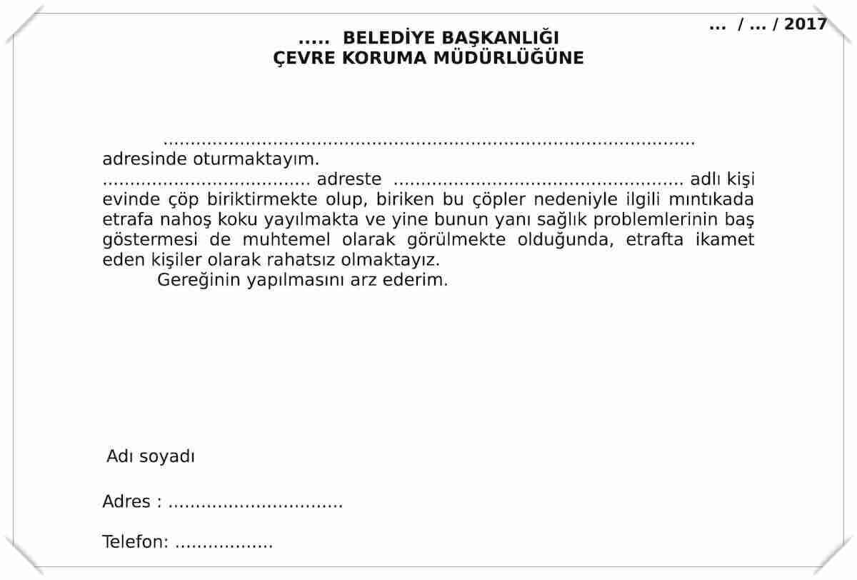 Örnek dilekçe