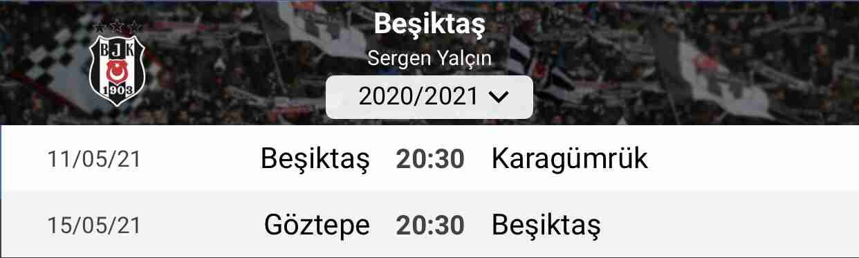 Beşiktaş fikstür