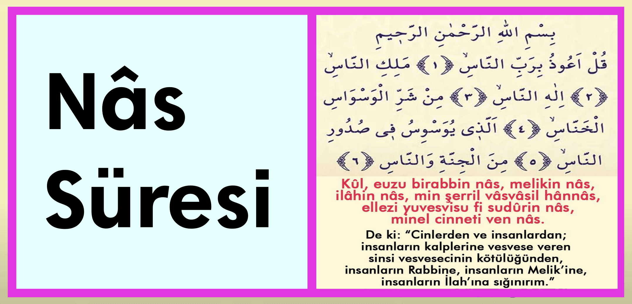 Nas suresi okunuşu anlamı faydaları