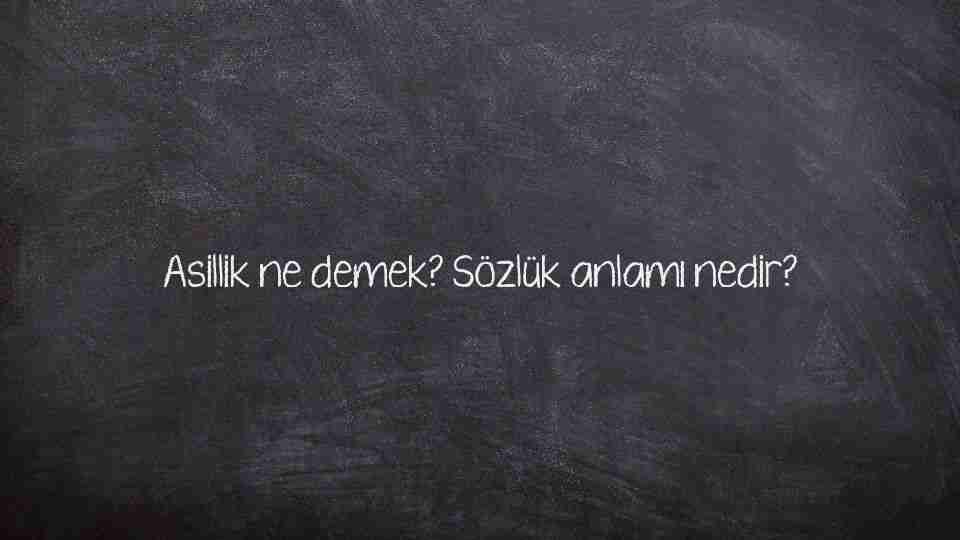 Asillik ne demek? Sözlük anlamı nedir?