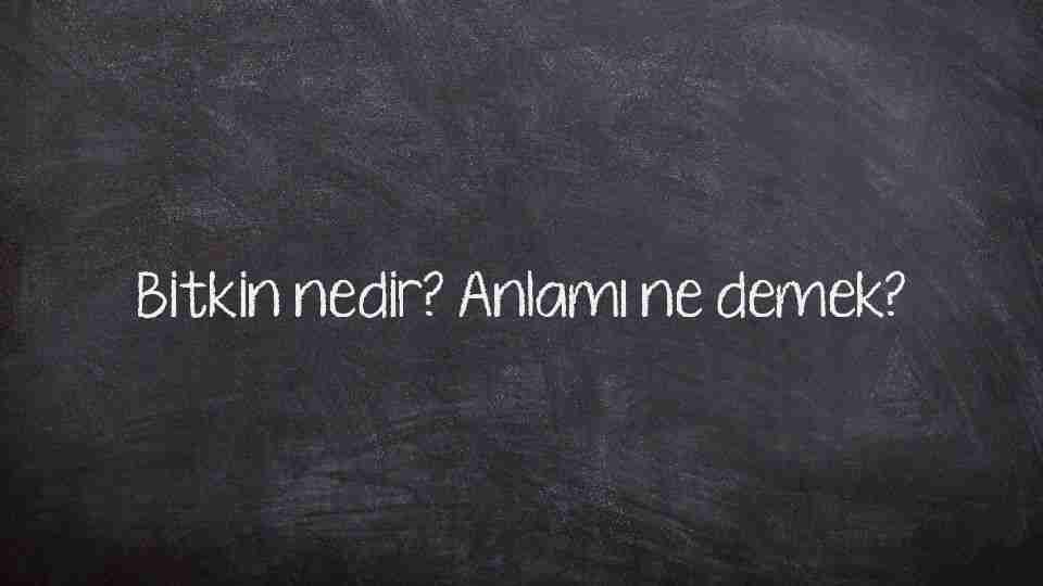 Bitkin nedir? Anlamı ne demek?