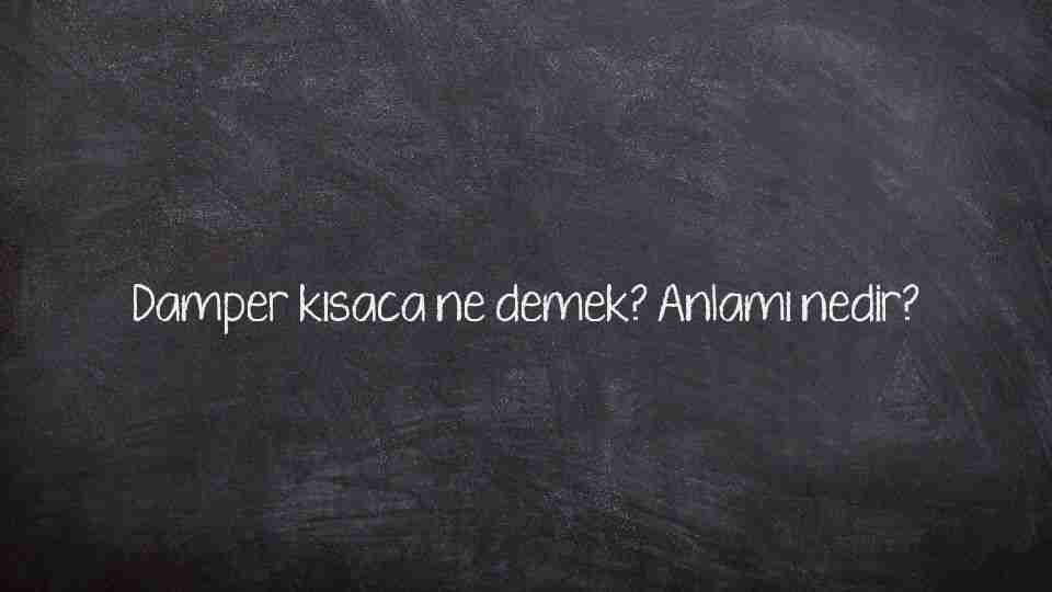 Damper kısaca ne demek? Anlamı nedir?