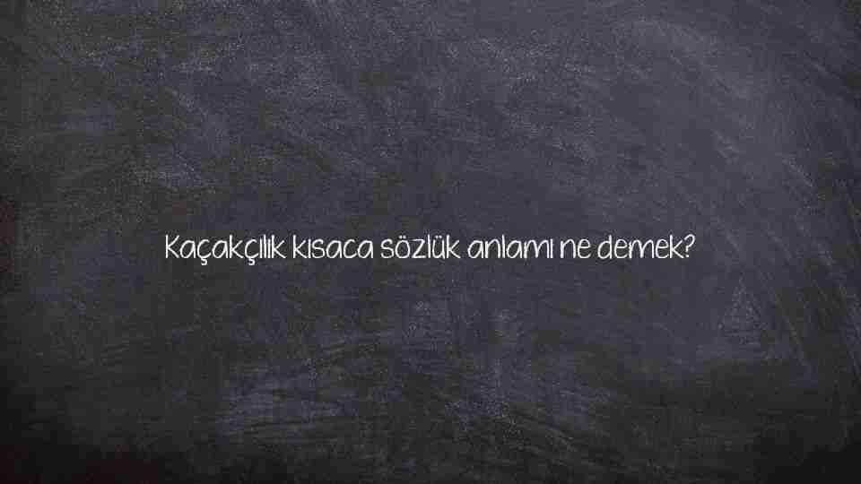 Kaçakçılık kısaca sözlük anlamı ne demek?
