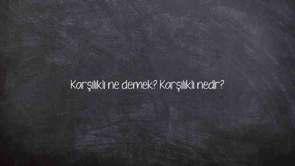Karşılıklı ne demek? Karşılıklı nedir?