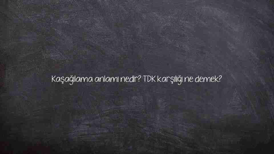Kaşağılama anlamı nedir? TDK karşılığı ne demek?