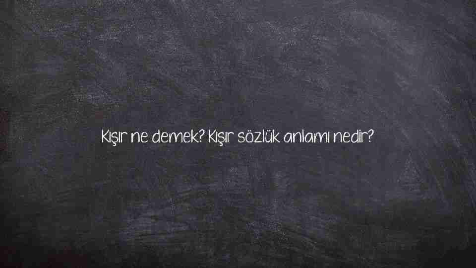 Kışır ne demek? Kışır sözlük anlamı nedir?