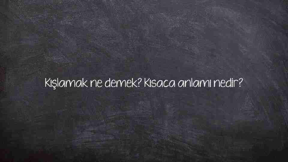 Kışlamak ne demek? Kısaca anlamı nedir?
