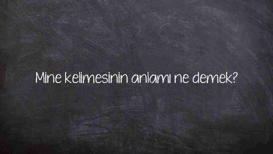 Mine kelimesinin anlamı ne demek?