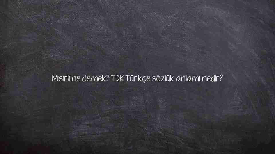 Mısırlı ne demek? TDK Türkçe sözlük anlamı nedir?