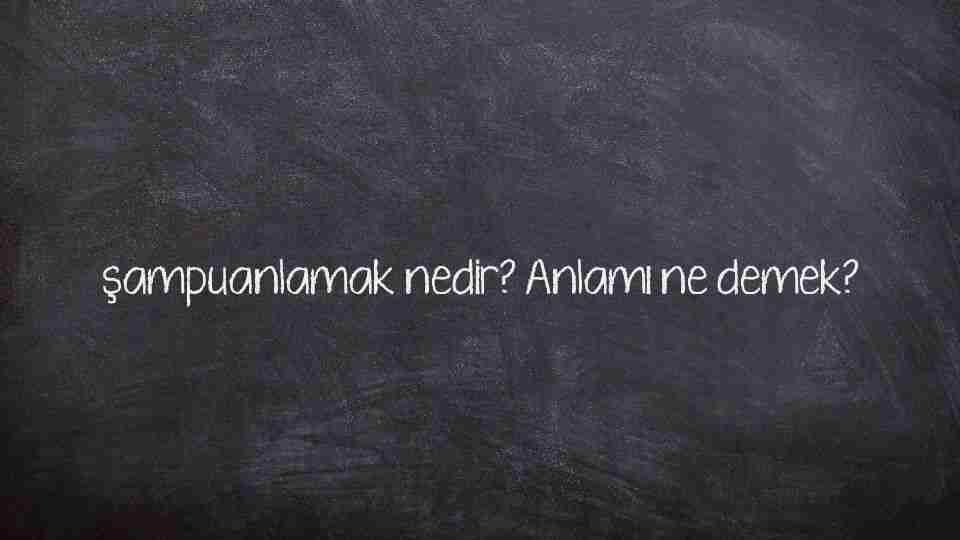 şampuanlamak nedir? Anlamı ne demek?