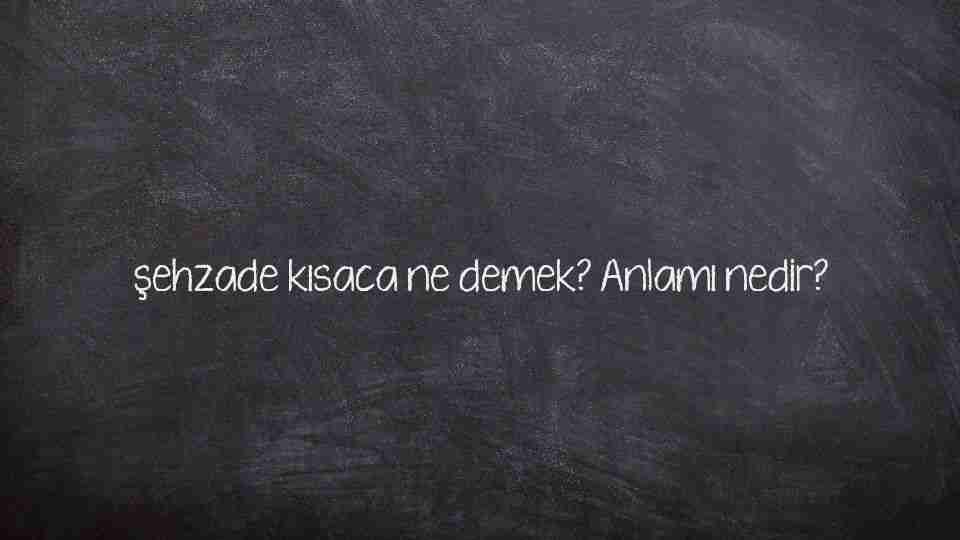şehzade kısaca ne demek? Anlamı nedir?