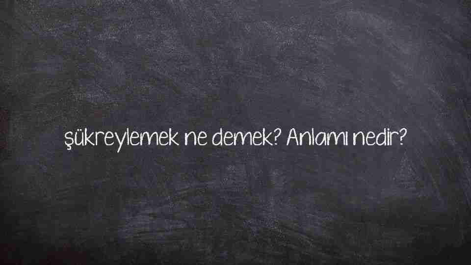 şükreylemek ne demek? Anlamı nedir?