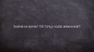 Bedhah ne demek? TDK Türkçe sözlük anlamı nedir?