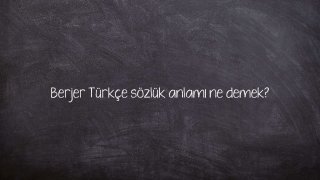 Berjer Türkçe sözlük anlamı ne demek?