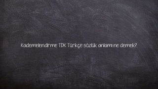 Kademelendirme TDK Türkçe sözlük anlamı ne demek?