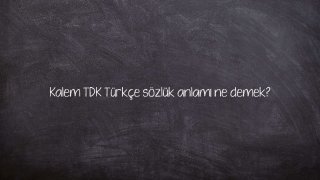 Kalem TDK Türkçe sözlük anlamı ne demek?