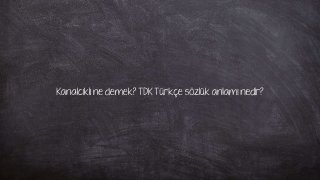 Kanalcıklı ne demek? TDK Türkçe sözlük anlamı nedir?