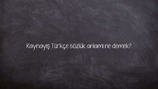 Kaynayış Türkçe sözlük anlamı ne demek?
