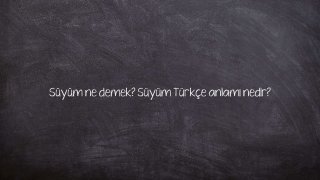 Süyüm ne demek? Süyüm Türkçe anlamı nedir?