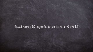 Tradisyonel Türkçe sözlük anlamı ne demek?